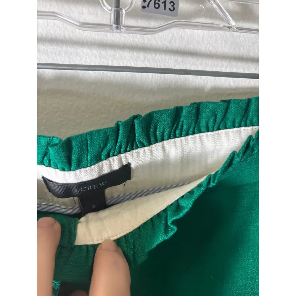 J. Crew Kelly Green Ruffled Flat Front Shorts Sz 2